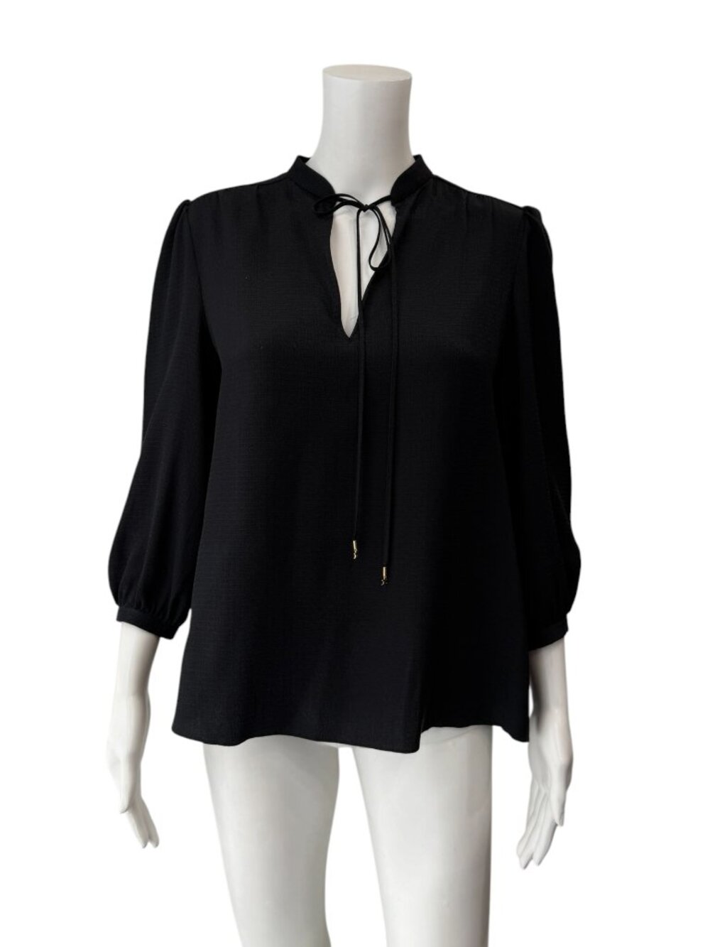 Celine Black Allover Logo Print Silk Blouse Top size FR 36/4